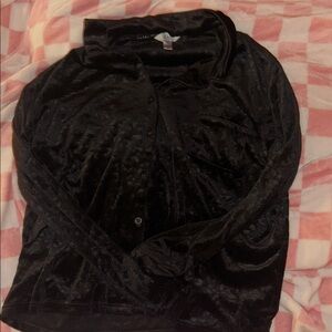 Nicole Miller Black Velour Button-Up Jacket